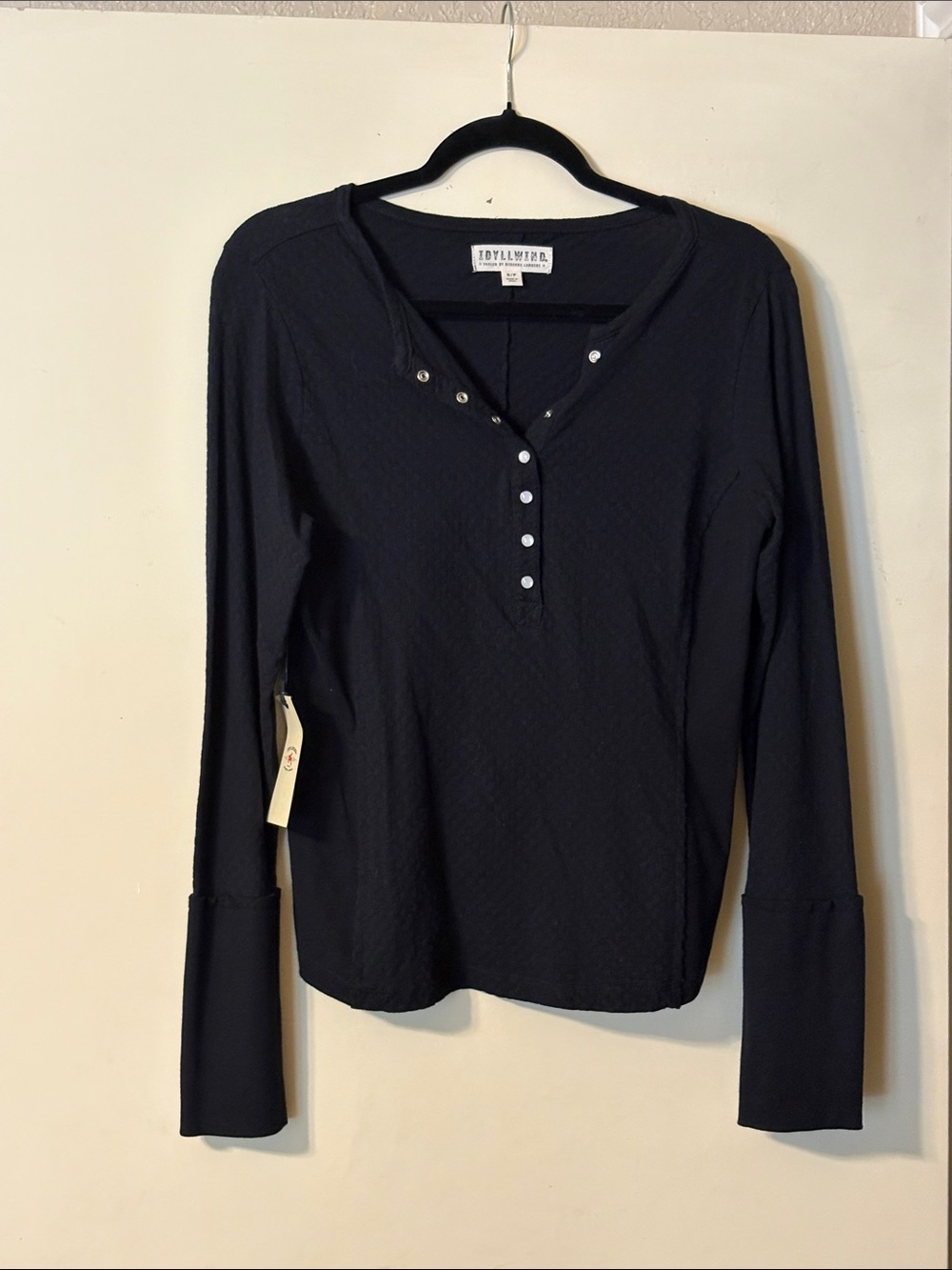 Idyllwind Black Long-Sleeve Snap Henley